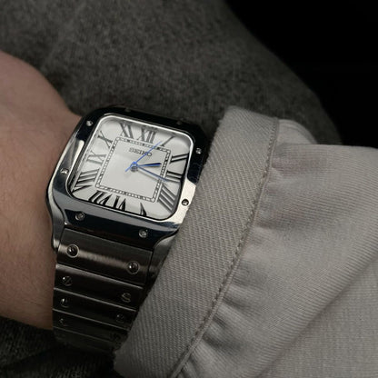 White Dial Perpetual Santos Stainless Steel