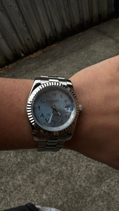 Ice Blue Arabic Dial Perpetual SeikoJust Stainless Steel