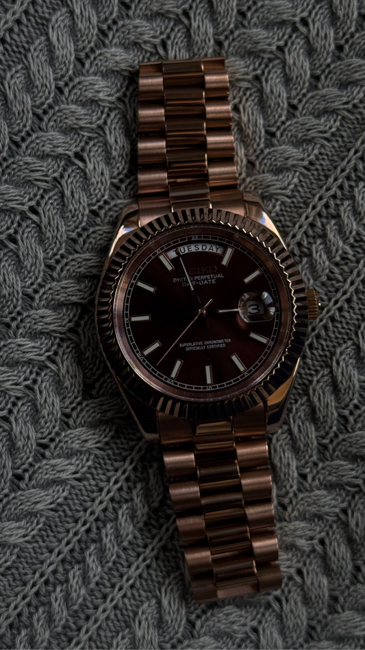 Chocolate Dial Perpetual SeikoDay Rose Gold