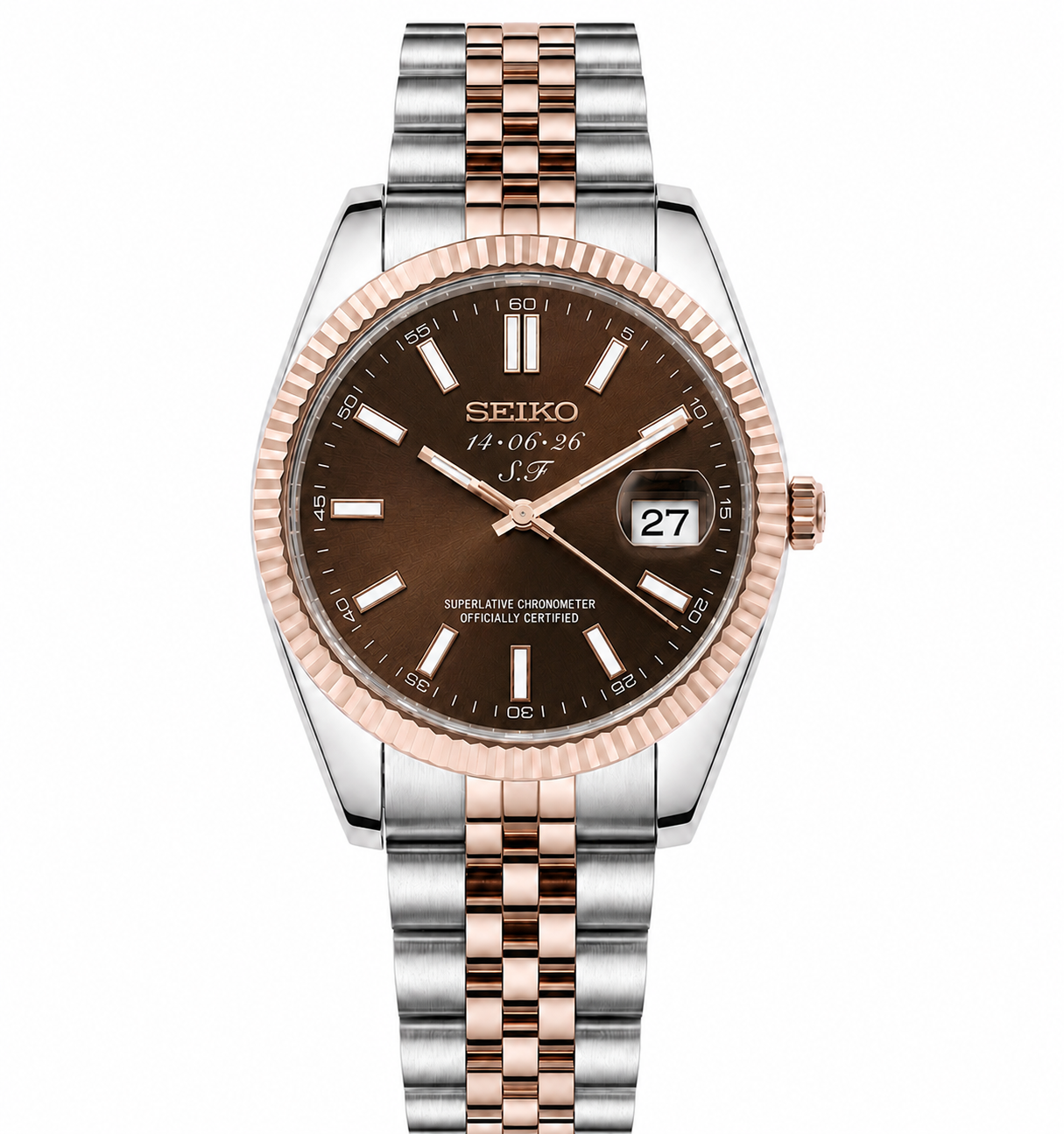Custom S.F Chocolate Dial PerpetualDate Two Tone Rose Gold