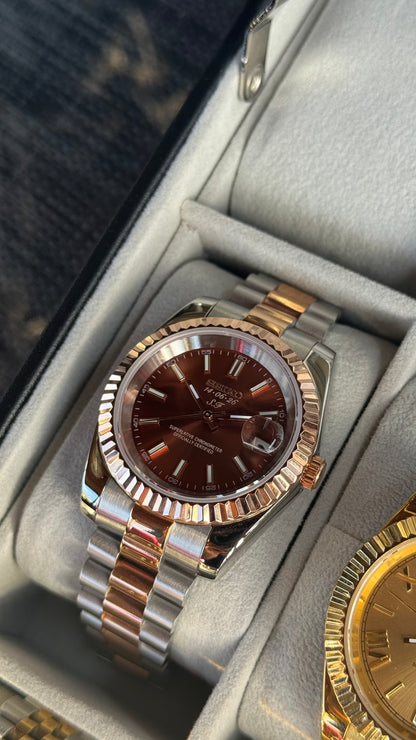 Custom S.F Chocolate Dial PerpetualDate Two Tone Rose Gold