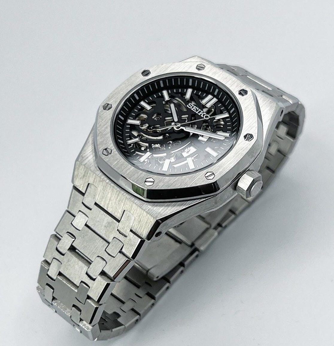 Black Skeleton Dial Perpetual Oak Stainless Steel