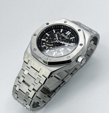 Black Skeleton Dial Perpetual Oak Stainless Steel