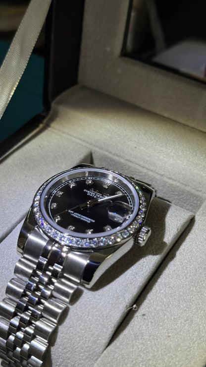 Shadow Diamond Dial Perpetual SeikoJust Diamond Bezel Stainless Steel
