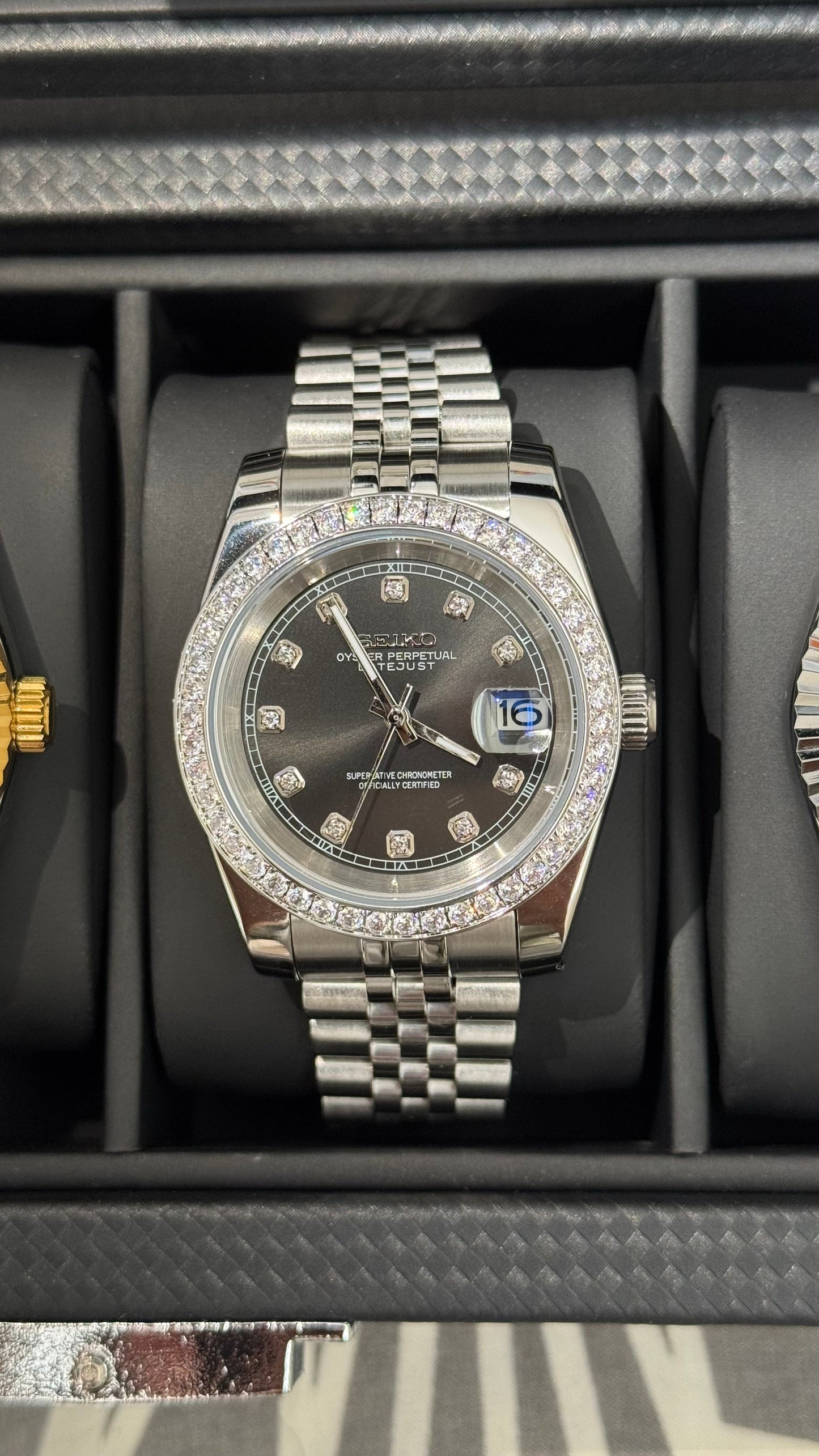 Shadow Diamond Dial PerpetualDate Diamond Bezel Stainless Steel