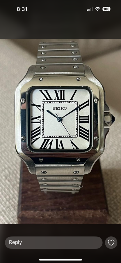 White Dial Perpetual Santos Stainless Steel