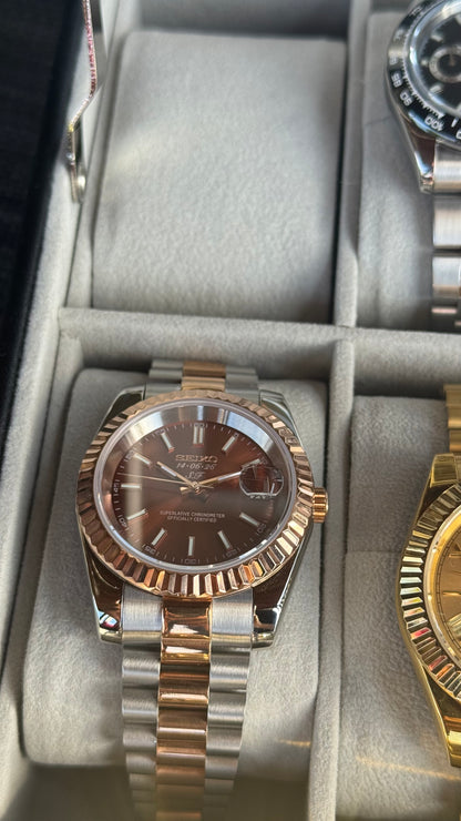 Custom S.F Chocolate Dial PerpetualDate Two Tone Rose Gold