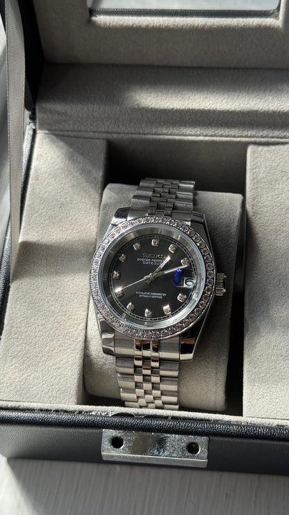 Shadow Diamond Dial Perpetual SeikoJust Diamond Bezel Stainless Steel