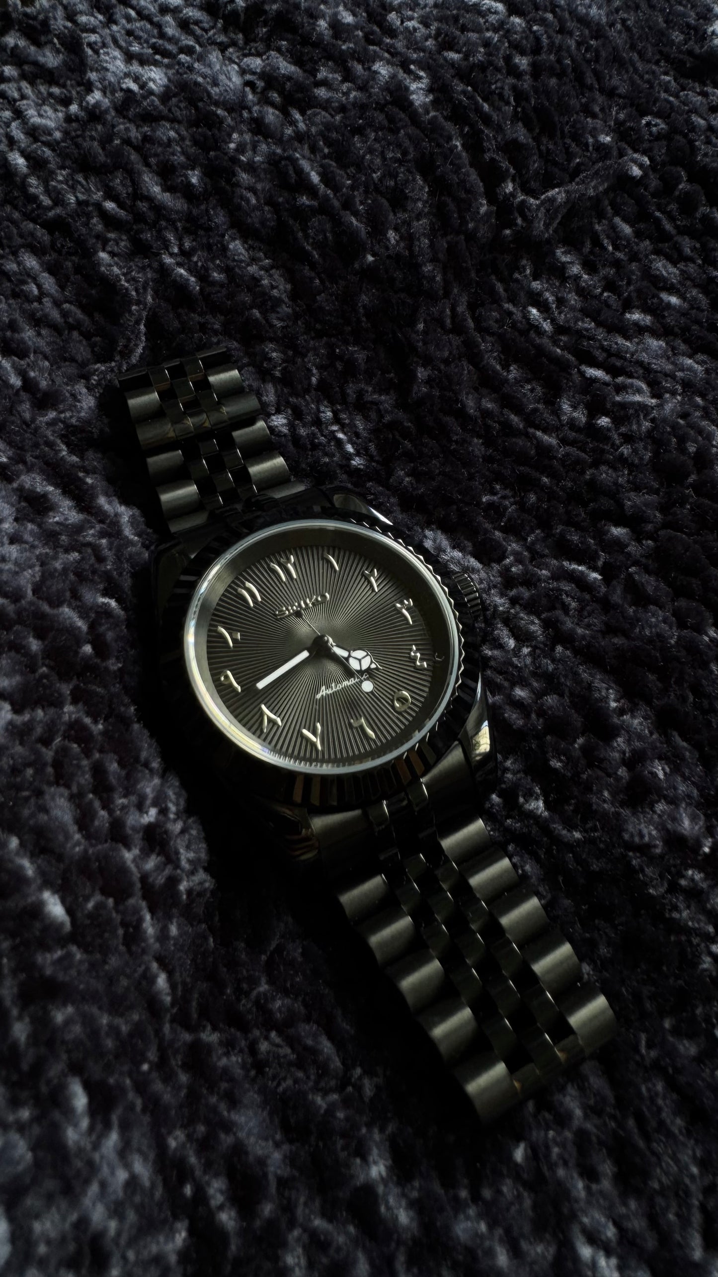 Blacked Out Textured Arabic Dial SeikoPerpetual