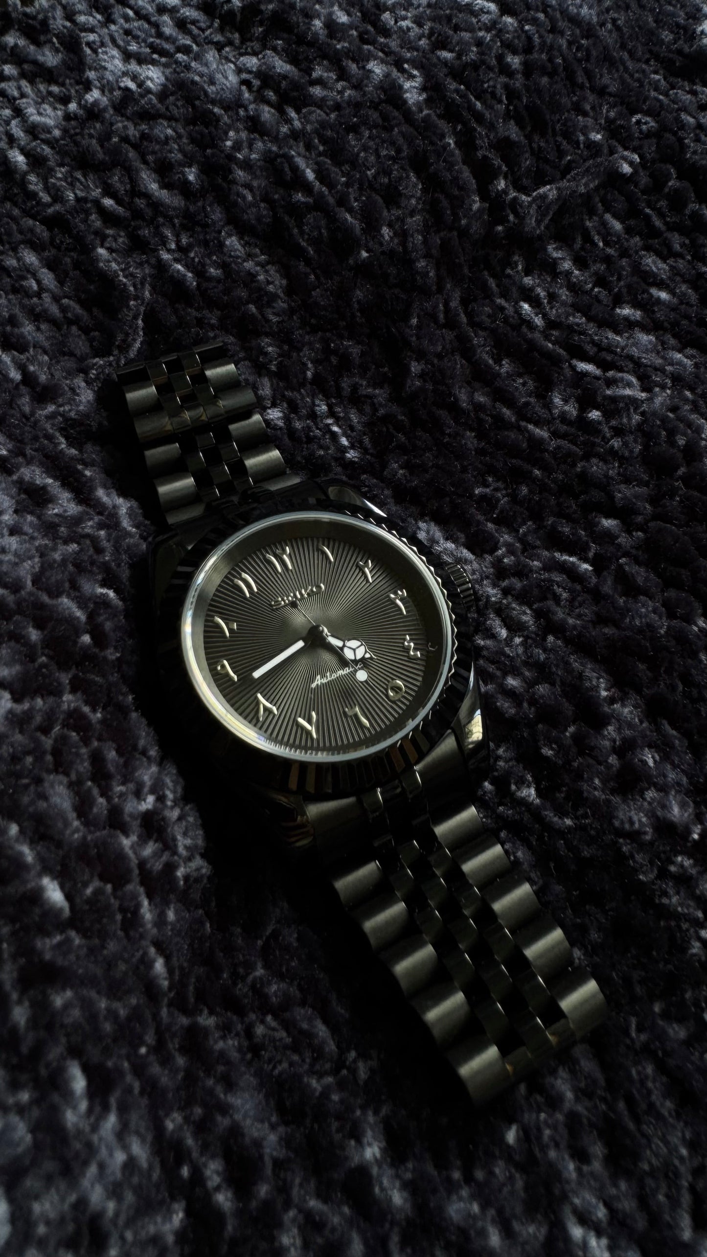 Blacked Out Textured Arabic Dial PerpetualNoDate