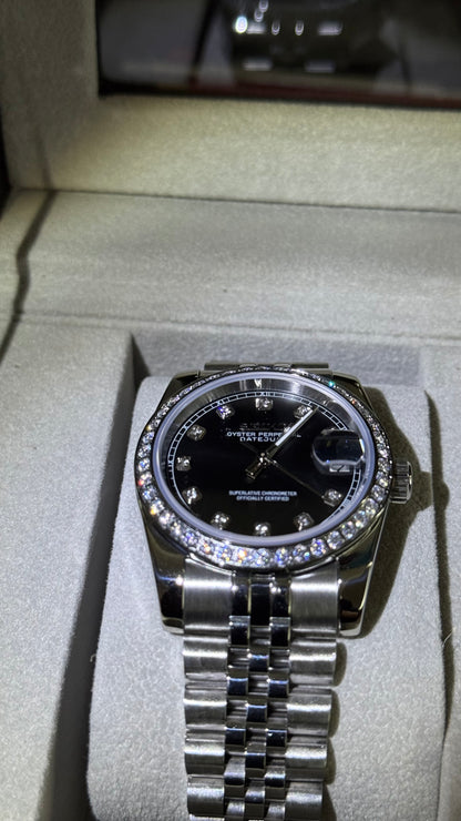 Shadow Diamond Dial Perpetual SeikoJust Diamond Bezel Stainless Steel