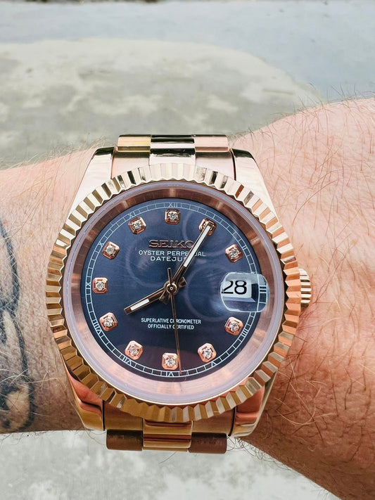 Midnight Diamond Dial Perpetual SeikoJust Rose Gold