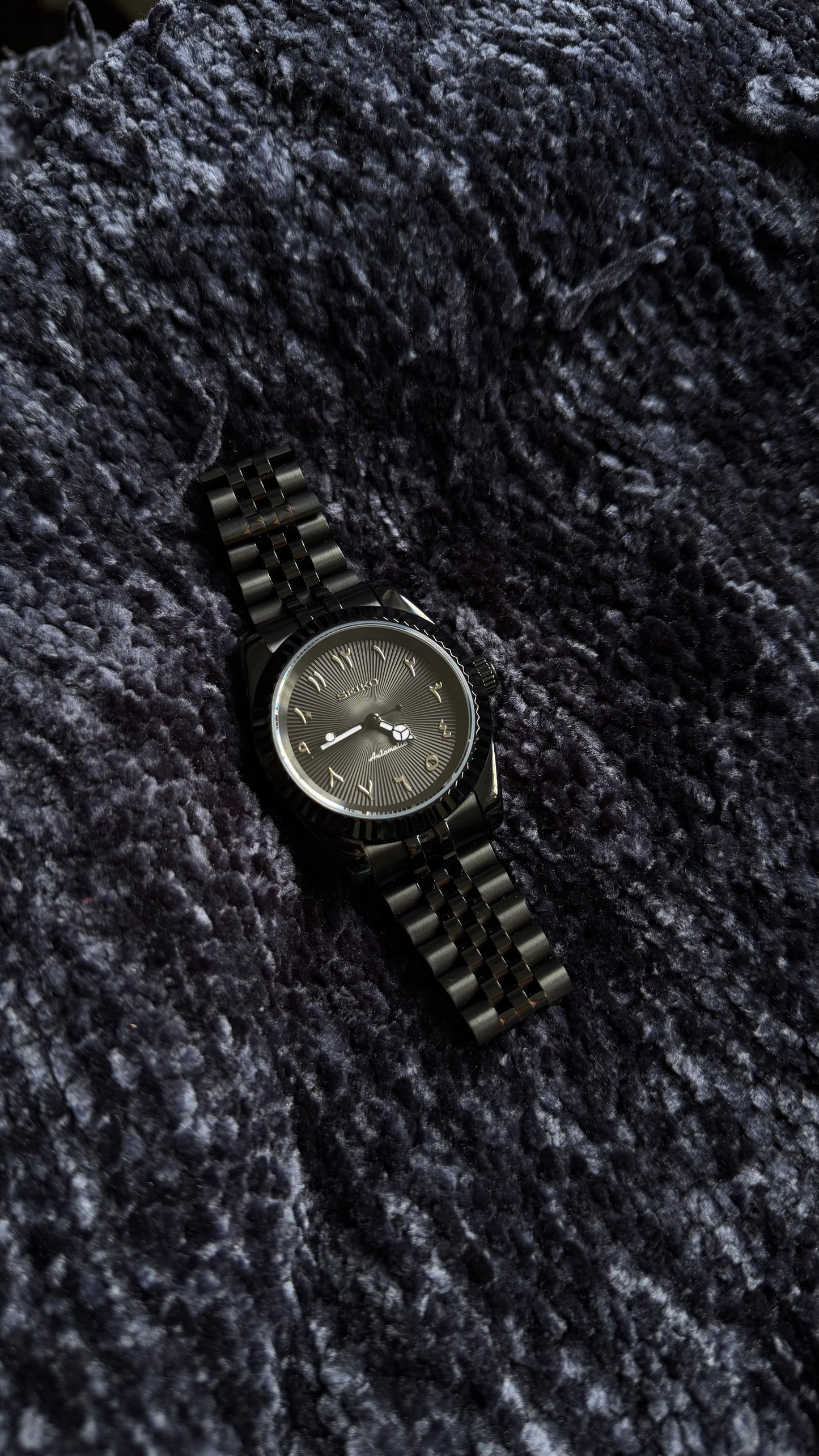 Blacked Out Textured Arabic Dial PerpetualNoDate