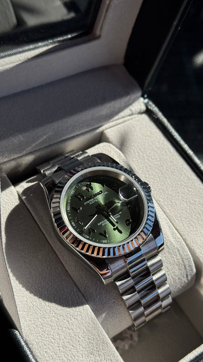Olive Green Arabic Dial PerpetualDate Stainless Steel