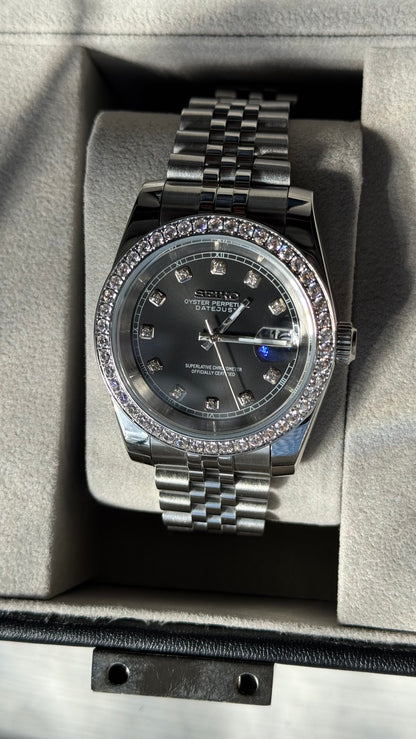 Shadow Diamond Dial Perpetual SeikoJust Diamond Bezel Stainless Steel