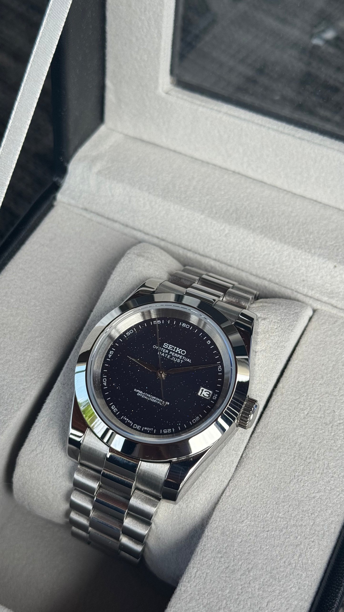 Starry Night PerpetualDate Stainless Steel Smooth Bezel