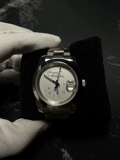 Who Cares I'm Already Late Perpetual SeikoJust Stainless Steel