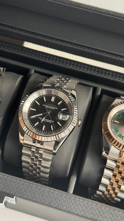 Classic Black Dial Perpetual SeikoJust Stainless Steel
