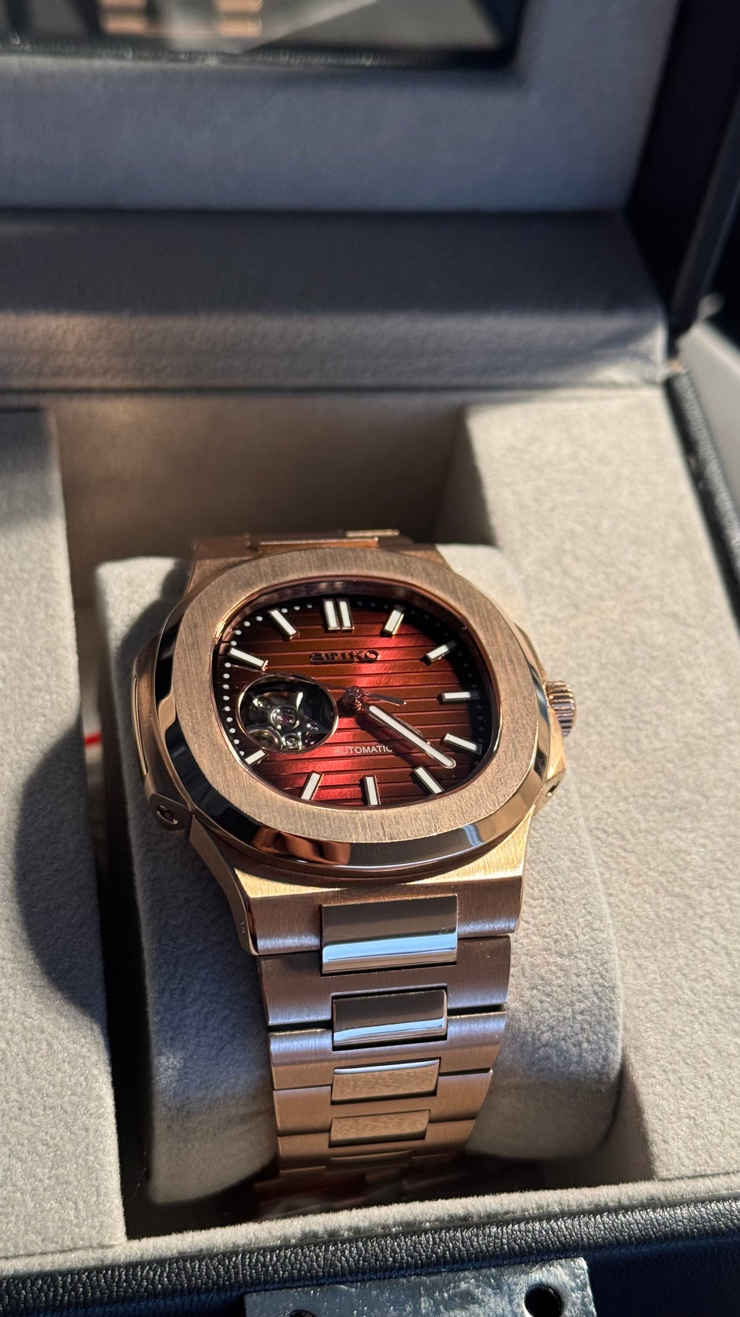 Open Heart Chocolate Perpetual Nautilus Rose Gold