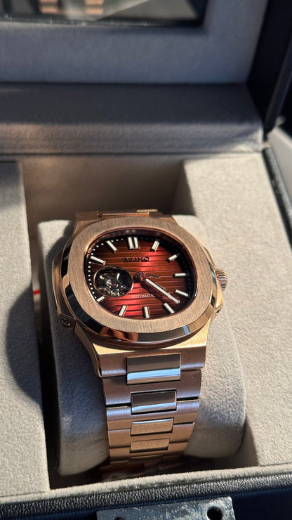 Open Heart Chocolate Perpetual Nautilus Rose Gold