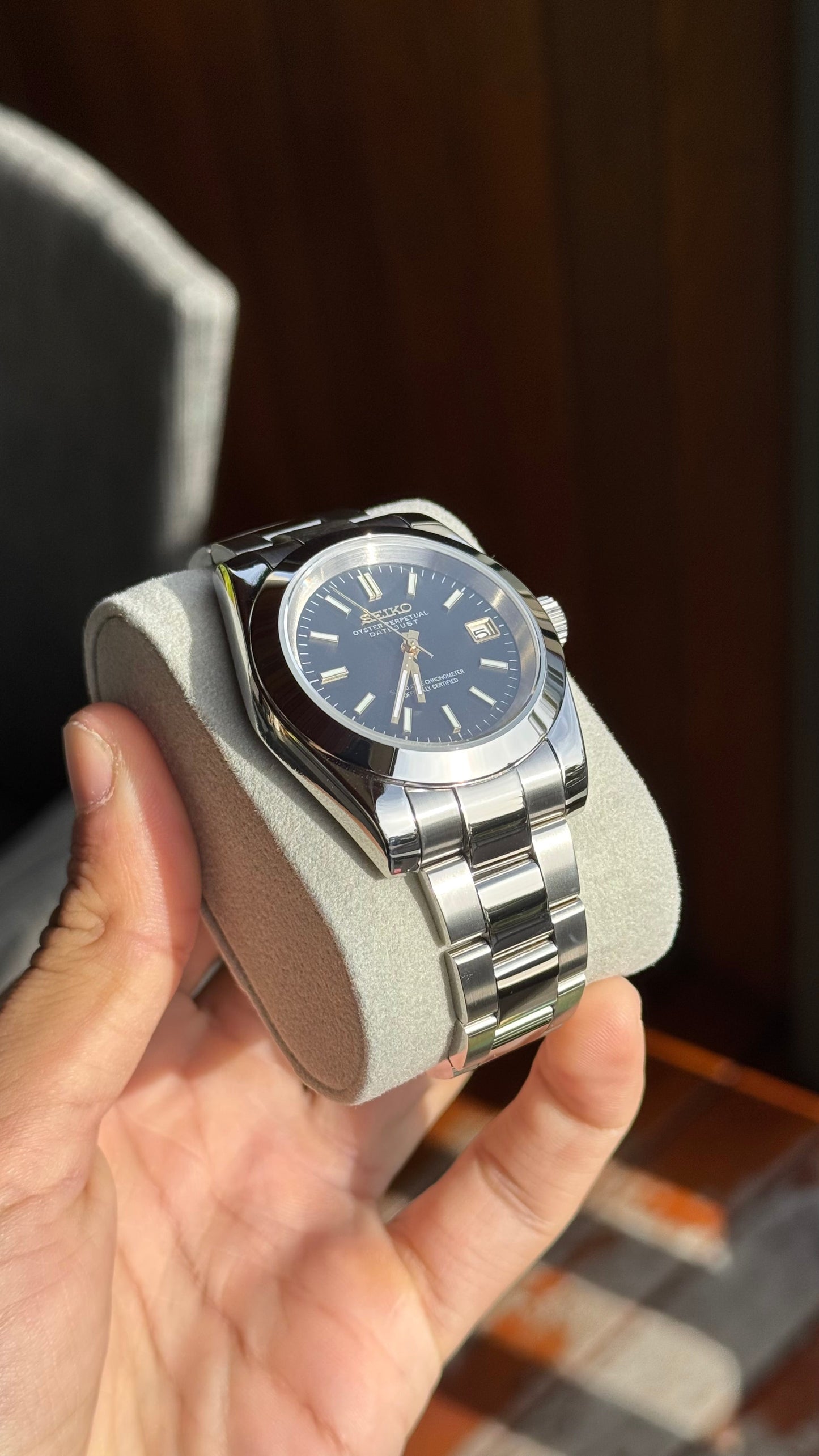 Black & Gold Dial PerpetualDate Stainless Steel Smooth Bezel