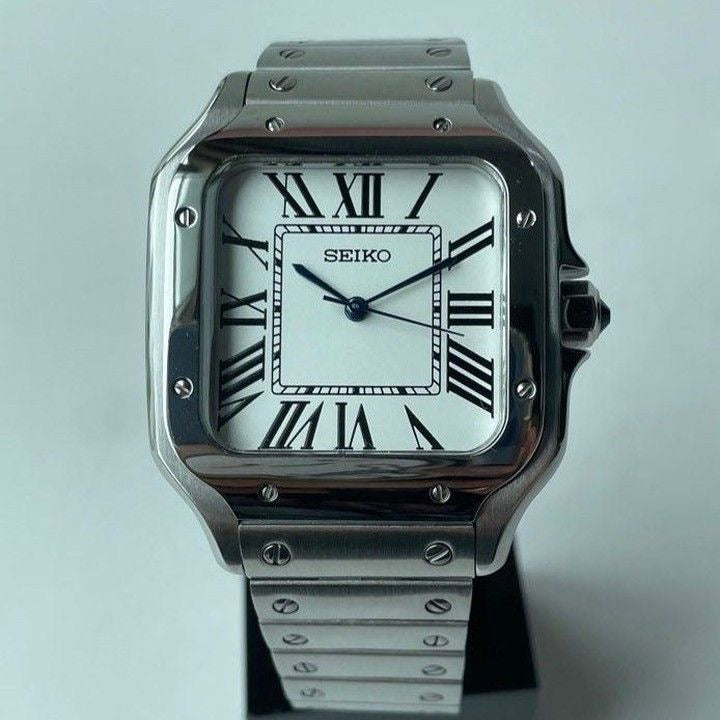 White Dial Perpetual Santos Stainless Steel