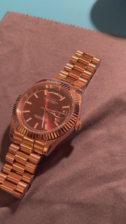 Chocolate Dial Perpetual SeikoDay Rose Gold