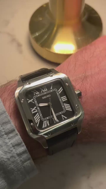 Black Dial Perpetual Santos Stainless Steel