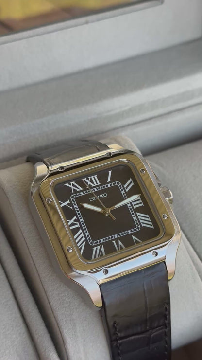 Black Dial Perpetual Santos Stainless Steel