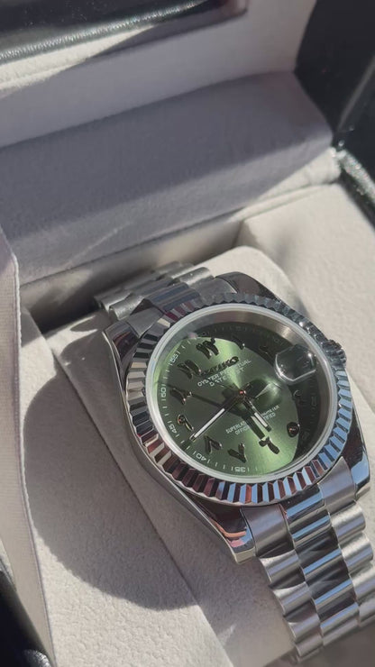 Olive Green Arabic Dial PerpetualDate Stainless Steel