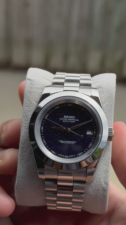 Starry Night PerpetualDate Stainless Steel Smooth Bezel