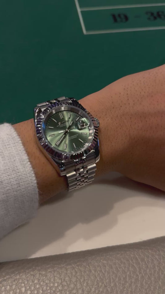 Classic Olive Green Perpetual SeikoJust Stainless Steel