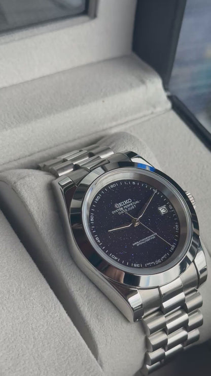 Starry Night PerpetualDate Stainless Steel Smooth Bezel